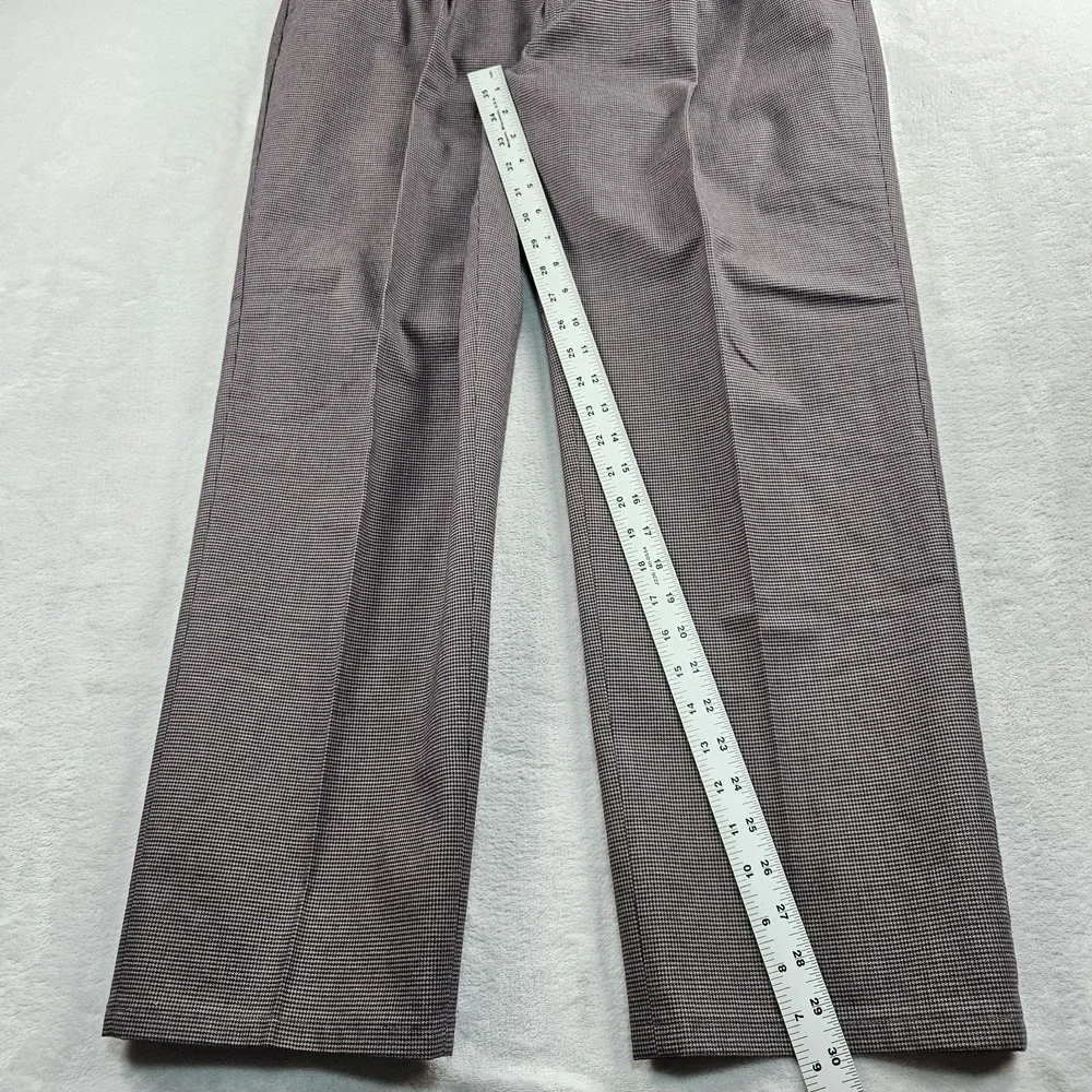 Vtg Polo Ralph Lauren Pleated Houndstooth Trousers 34x30 Cotton Navy Blue Brown